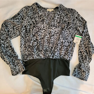 Nordstrom OPEN EDIT NWT Blue and Black Bodysuit - S